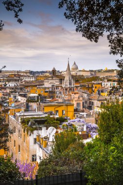 Aerial cityscape of Rome from Pinco Terrace in Pincian Hill, Villa Borghese. clipart