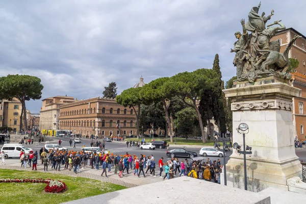 Veduta panoramica su Piazza Venezia a Roma — Foto Stock