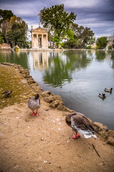 Chrám Aesculapios ve vile Borghese Gardens v Římě — Stock fotografie