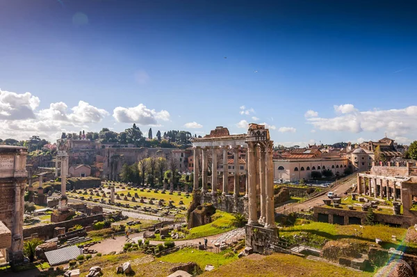 Fórum Romano, vista do Capitólio em Roma — Fotografia de Stock