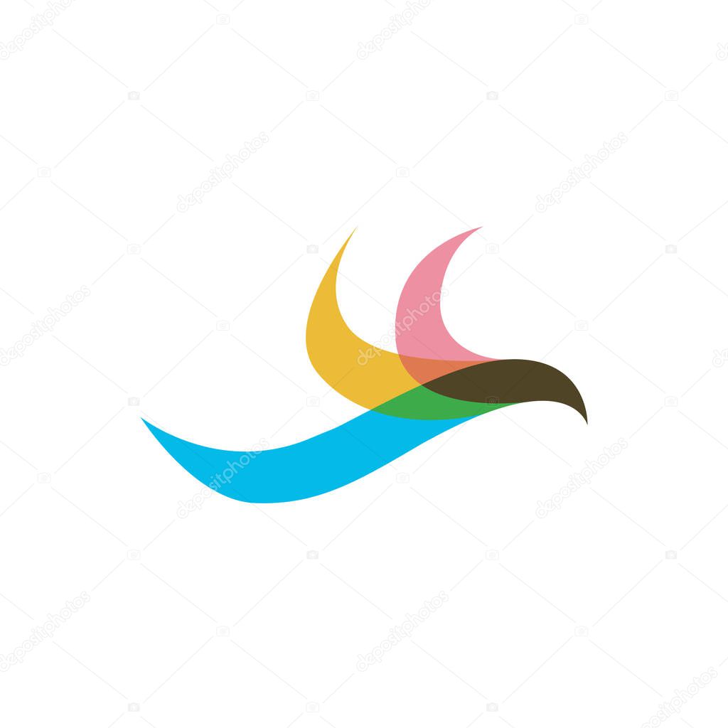 Abstract bird design element, stylized sparrow or dove icon, three-dimensional modern vector