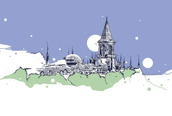 Tekening schets illustratie van Topkapi paleis, Istanbul — Stockvector