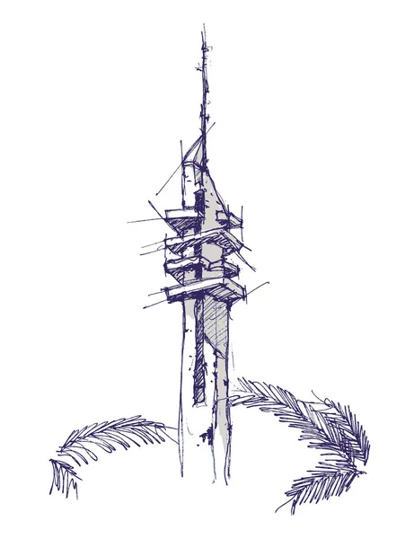 Marganit Torre mão desenho desenho ilustração — Vetor de Stock