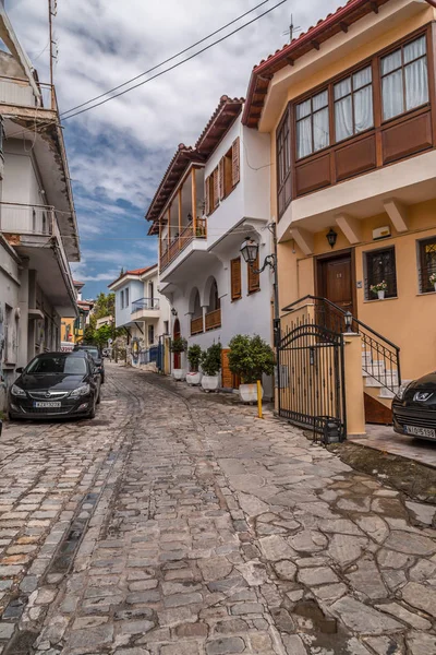 Вид на улицу в старом городе Салоники — стоковое фото