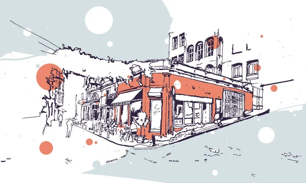 Dessin du quartier Balat à Istanbul — Image vectorielle