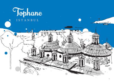 Drawing sketch illustration of Tophane-i Amire clipart
