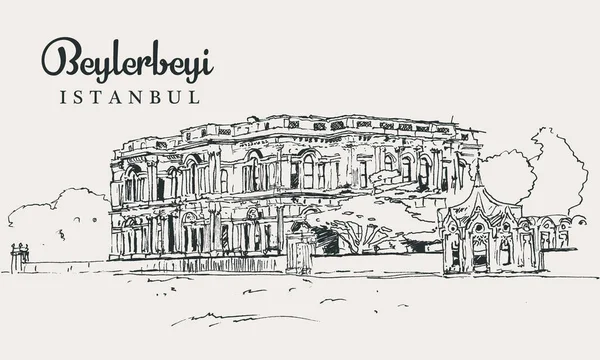 Tekening schets illustratie van Beylerbeyi Paleis — Stockvector