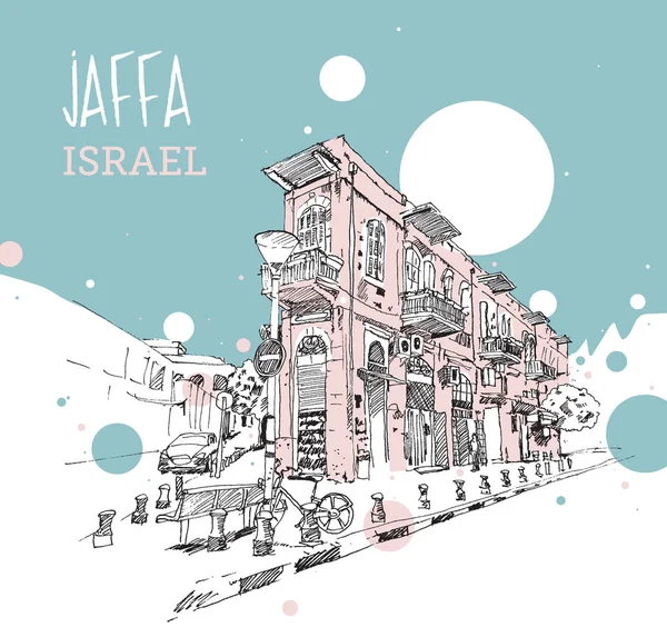 Desenho esboço ilustração de Jaffa, Israel — Vetor de Stock