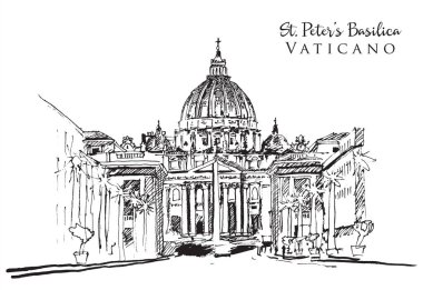 Drawing sketch illustration of Vatican clipart