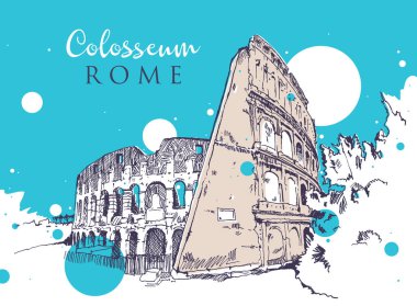 Drawing sketch illustration of the Colosseum clipart