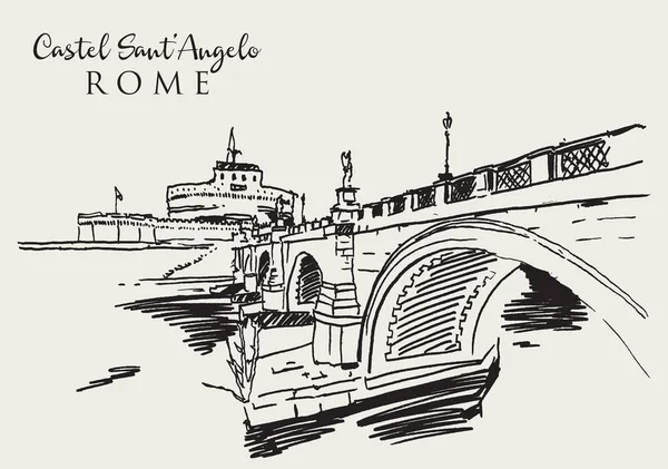 Tekening schets illustratie van Castel Sant'Angelo in Rome — Stockvector