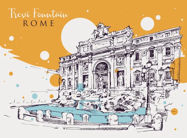 Tekening schets illustratie van de Trevifontein in Rome — Stockvector