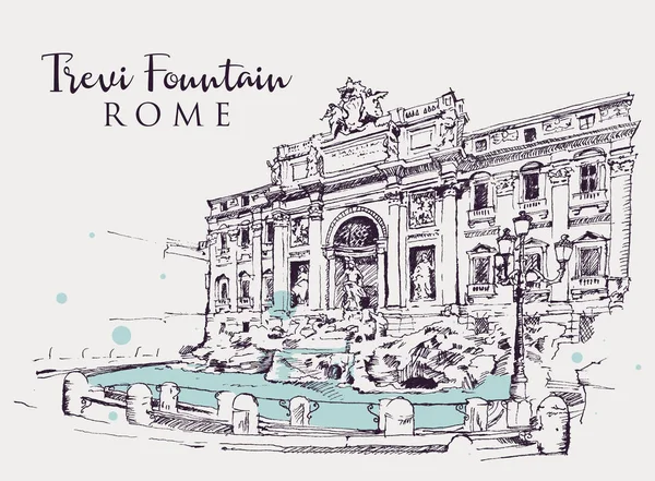 Tekening schets illustratie van de Trevifontein in Rome — Stockvector