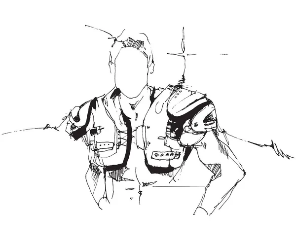 Egy válltöméseket viselő férfi rajza — Stock Vector