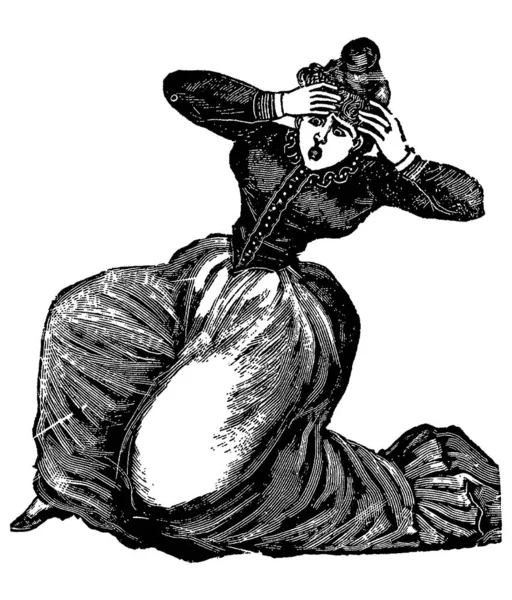Gravure vintage d'une dame en panique — Image vectorielle