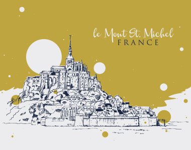 Drawing sketch illustration of le Mont Saint Michel clipart