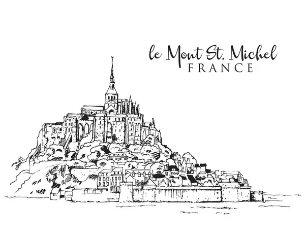 Drawing sketch illustration of le Mont Saint Michel — Stock Vector