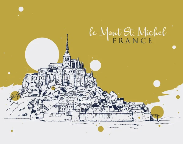 Drawing sketch illustration of le Mont Saint Michel — Stock Vector