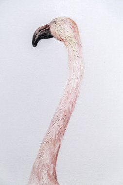 Pink flamingo on canvas clipart
