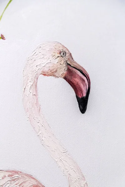 帆布上的粉色火烈鸟 — 图库照片