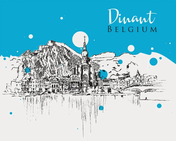 Tekening ter illustratie van Dinant, België — Stockvector