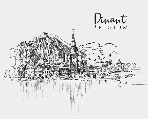 Εικονογράφηση σχεδίου του Dinant, Βέλγιο — Διανυσματικό Αρχείο