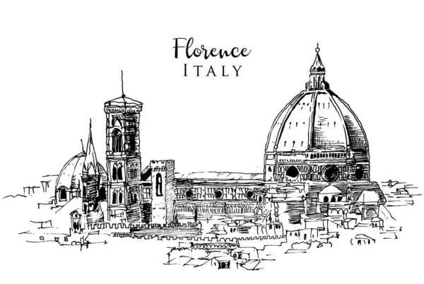 Illustration Croquis Cathédrale Santa Maria Del Fiore Florence Italie — Image vectorielle