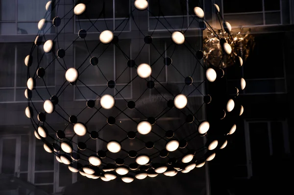 Led Lighting Design Diamond Shaped Wire Sphere — Stock Photo, Image