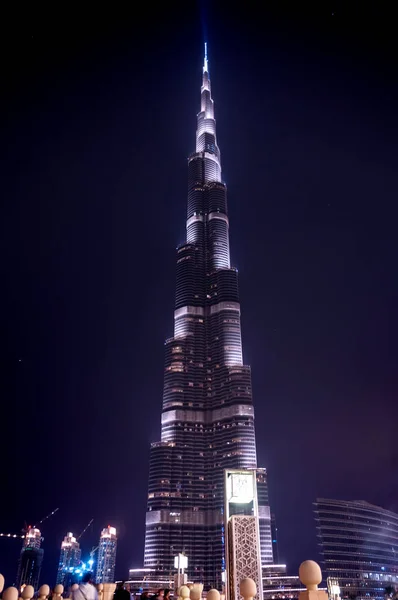 Dubai Emirados Árabes Unidos Fevereiro 2019 Vista Noturna Burj Khalifa — Fotografia de Stock