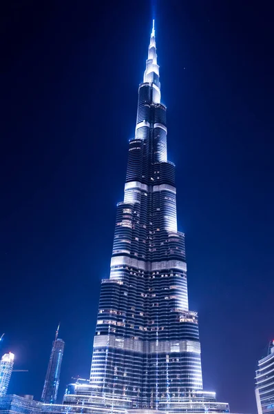 Dubaj Sae Února 2019 Noční Pohled Burj Khalifu Nejvyšší Uměle — Stock fotografie