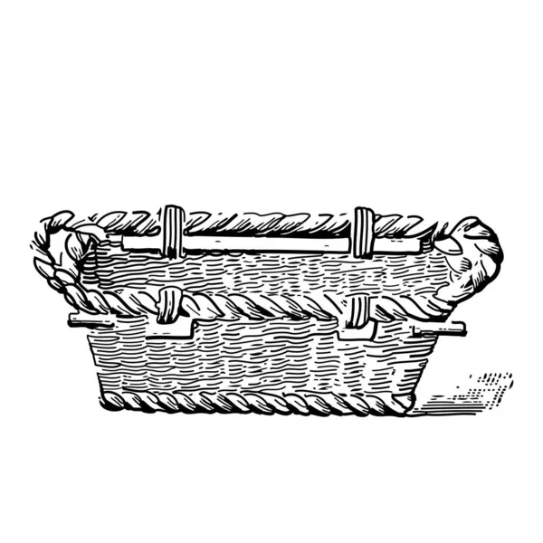 机织篮子的复古雕刻风格矢量图解 — 图库矢量图片