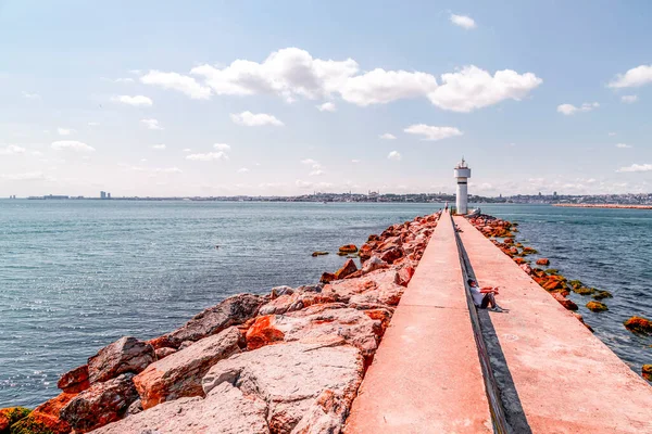 Estambul Turquía Junio 2020 Vista Desde Salto Agua Kadikoy Lado — Foto de Stock