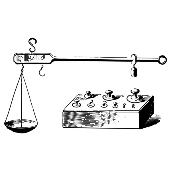 机械称重刻度的复古雕刻风格矢量图解 — 图库矢量图片