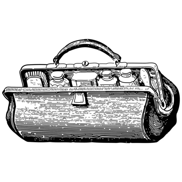 Vintage Engraving Style Vector Illustration Medical Bag — Stock Vector