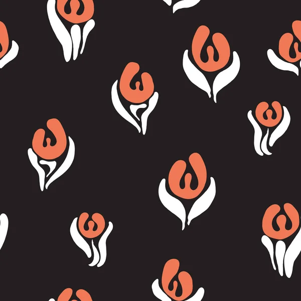 Płynny Wzór Wektor Projektu Cute Stylizowane Tulipany — Wektor stockowy