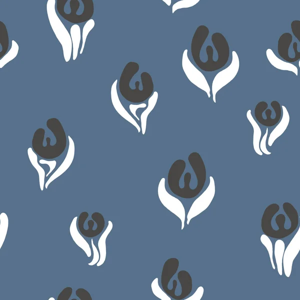 Conception Vectorielle Motif Sans Couture Avec Des Tulipes Stylisées Mignonnes — Image vectorielle