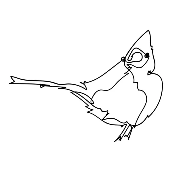 Şirin Bir Kuşun Tek Çizgi Vektör Çizimi Sürekli Çizimi Illüstrasyon — Stok Vektör
