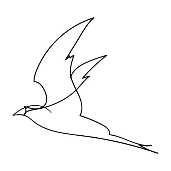 Pojedyncza Linia Wektor Rysunek Ładny Ptak Ciągła Linia Ręcznie Rysowane — Wektor stockowy