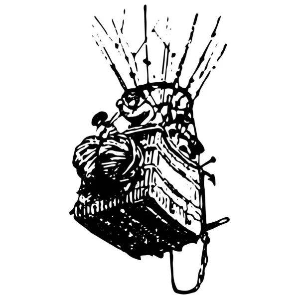 Vintage Grawerowanie Styl Wektor Ilustracja Starożytnej Gondoli Balon Gorące Powietrze — Wektor stockowy