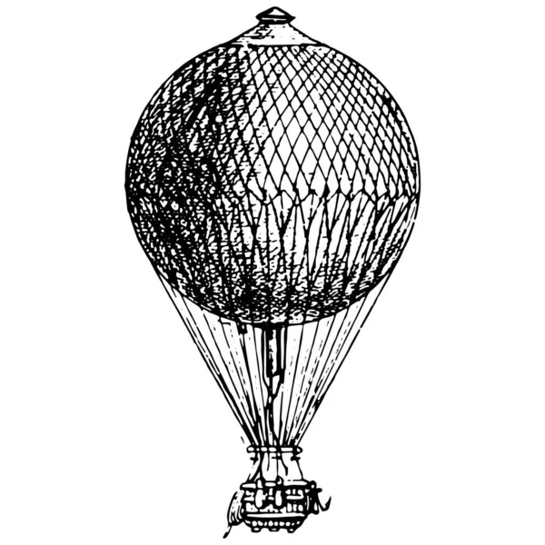 Vintage Gravírozás Stílus Vektor Illusztrációja Egy Ősi Hőlégballon — Stock Vector