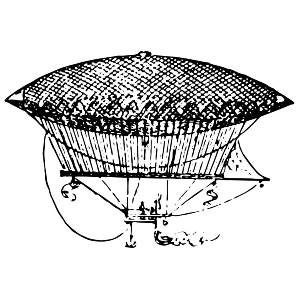 Vintage Grabado Estilo Vector Ilustración Dirigible Aeronave Dirigible — Archivo Imágenes Vectoriales