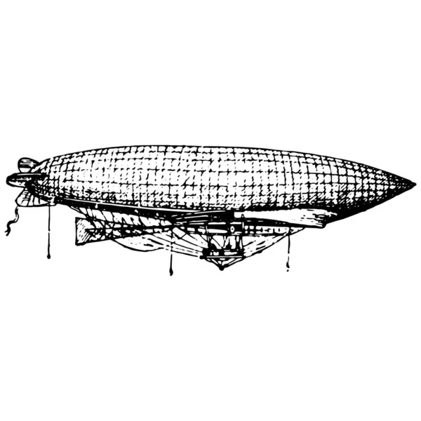 Εικονογράφηση Διανύσματος Vector Στυλ Vintage Χάραξης Αερόπλοιου Διαχωρίσιμο Αεροσκάφος — Διανυσματικό Αρχείο