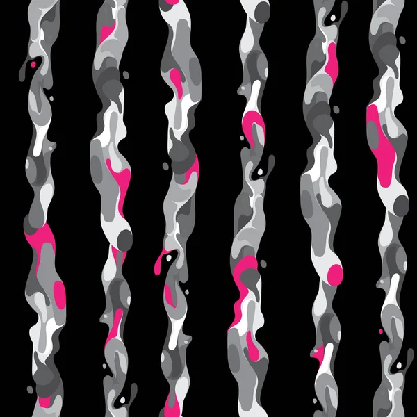 Kreative Abstrakte Nahtlose Muster Mit Spritzenden Farben Und Lebendigen Streifen — Stockvektor