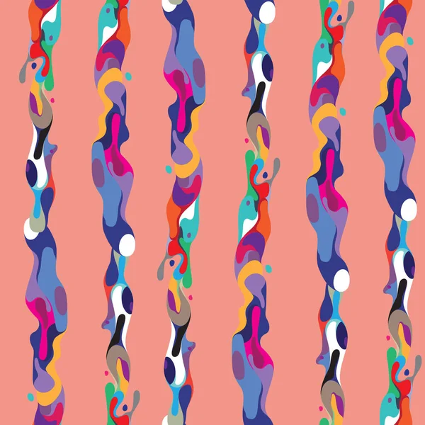 Kreative Abstrakte Nahtlose Muster Mit Spritzenden Farben Und Lebendigen Streifen — Stockvektor