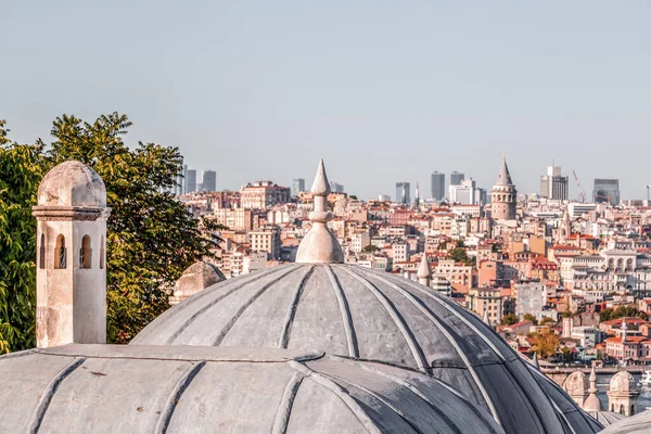 Paisaje Urbano Panorámico Estambul Desde Mezquita Suleymaniye Con Vistas Cuerno —  Fotos de Stock