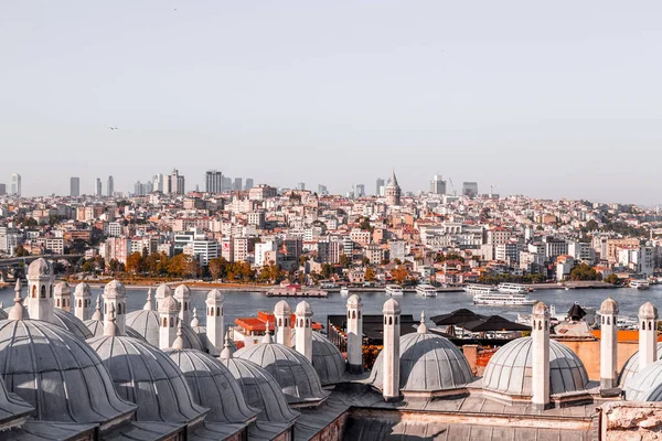 Istanbul Tyrkia Juli 2020 Panoramautbylandskap Istanbul Fra Suleymaniye Moskeen Med – stockfoto