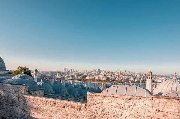 Panoramisch Stadsgezicht Van Istanbul Vanaf Suleymaniye Moskee Met Uitzicht Gouden — Stockfoto