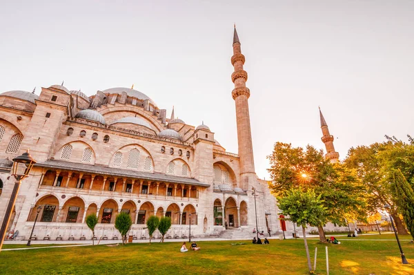 土耳其伊斯坦布尔 2020年7月29日 位于伊斯坦布尔第三山的苏莱曼尼亚清真寺的外部景观 该清真寺由苏莱曼大帝委托 由Mimar Sinan设计 — 图库照片