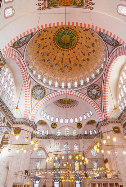Interiören Syn Suleymaniye Moskén Som Ligger Den Tredje Kullen Istanbul — Stockfoto