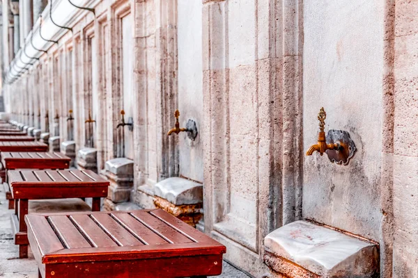 Copper Ornate Ablution Taps Suleymaniye Mosque Istanbul — Stock Photo, Image